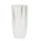 White Ceramic Abstract Ribbed Dimensional Folded Vase with Compact Wavy Rim